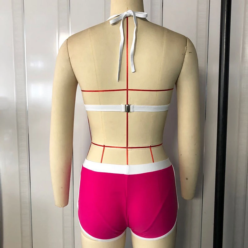 

Women Sexy High Waist Swimwear 2021 Halter 3pcs Bikini Set Patchwork Swimsuit Summer Bikinis Swimming Bathing Suits Beach Wear