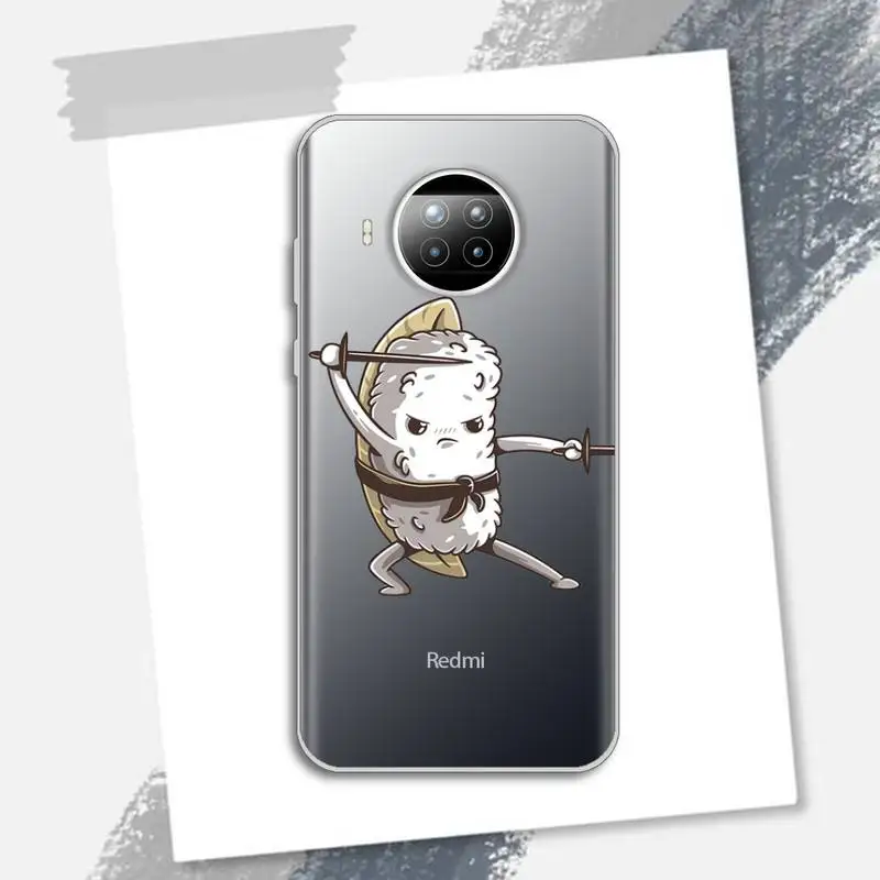 

Cute cartoon comic funny sushi Phone Case Transparent for xiaomi redmi note 8 9 9s 11 10t lite pro