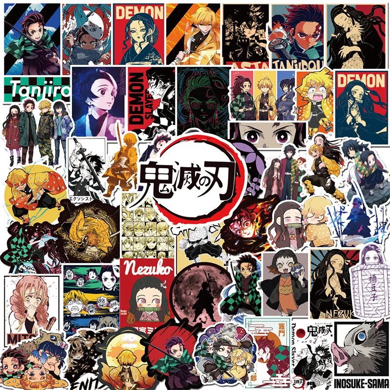100 шт. аниме стикер Demon Slayer Kimetsu No Yaiba реквизит для косплея ПВХ водонепроницаемый