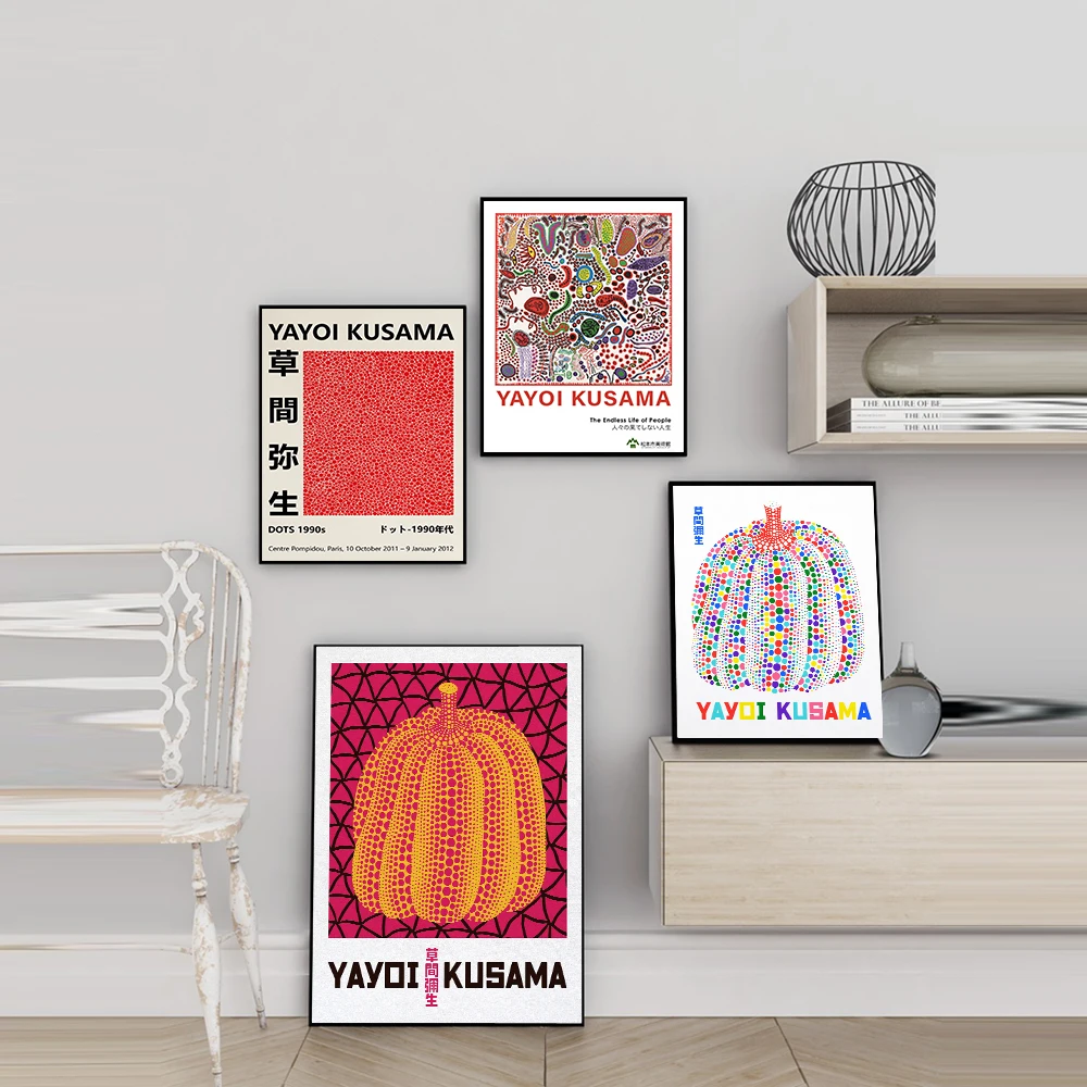 

Abstract Granule Plant Poster Kusama Yayoi Exhibition Canvas Painting Japanese Art Print Wall Picture For Living Room Home Decor
