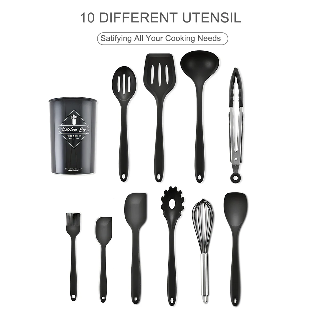 10 шт. набор кухонной утвари силиконовые кухонные инструменты Гаджеты деревянный