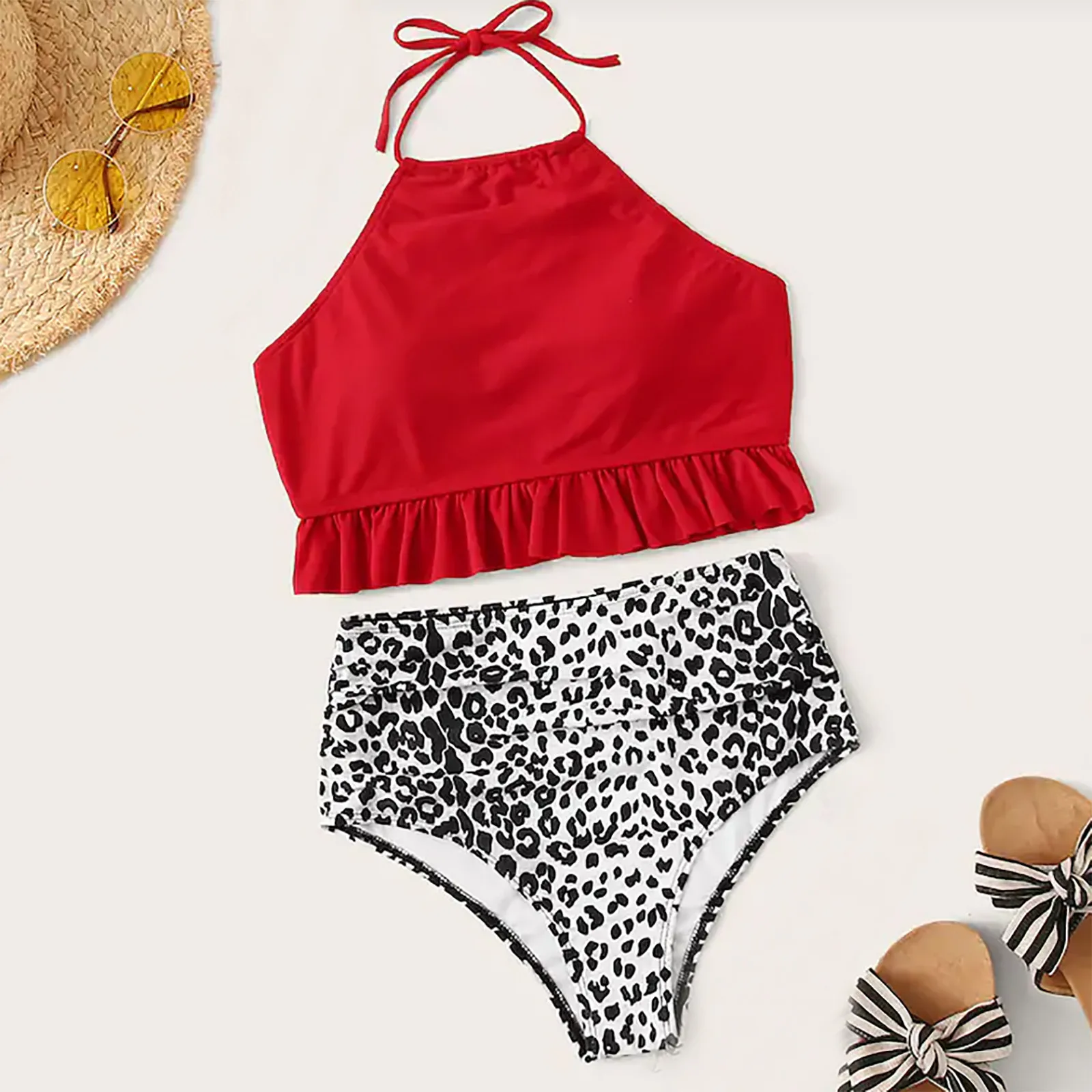 Сексуальный женский летний купальник из 2 предметов комплект бикини с