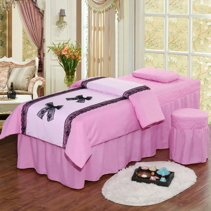 Beauty Bed Skirt Set cotton Bedding Sets Massage Spa Salon Use Duvet Cover Quilt thicken bedspread(4pcs set) | Дом и сад