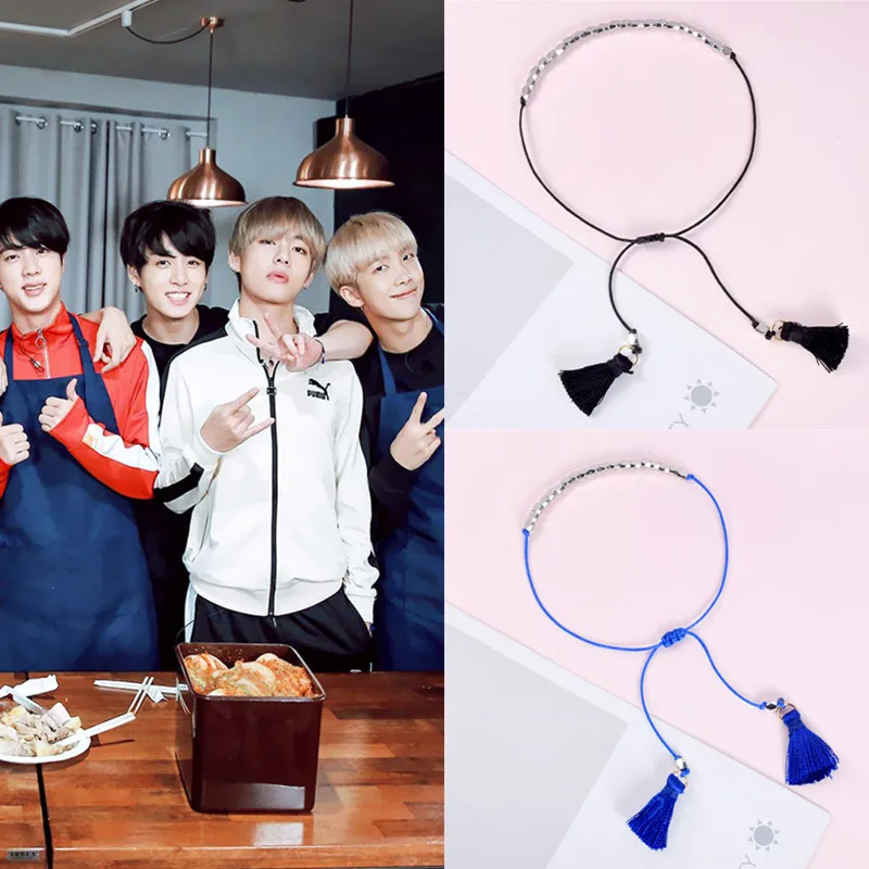 

Браслет с кисточками в стиле KPOP для пары, браслет Ким Tae Hyung Tian Jung Kook, одинаковый браслет, модные подарки для пары, аксессуары