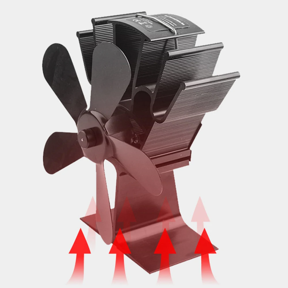 

Black Fireplace 4 Blade Heat Powered Stove Fan Log Wood Burner Eco Friendly Quiet Fan Home Efficient Heat Distribution