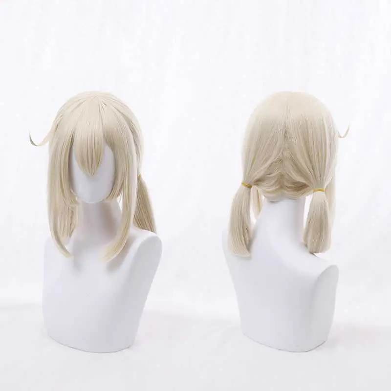 Парик для косплея Klee с двойным хвостом Game Genshin ударопрочный термостойкий парик из