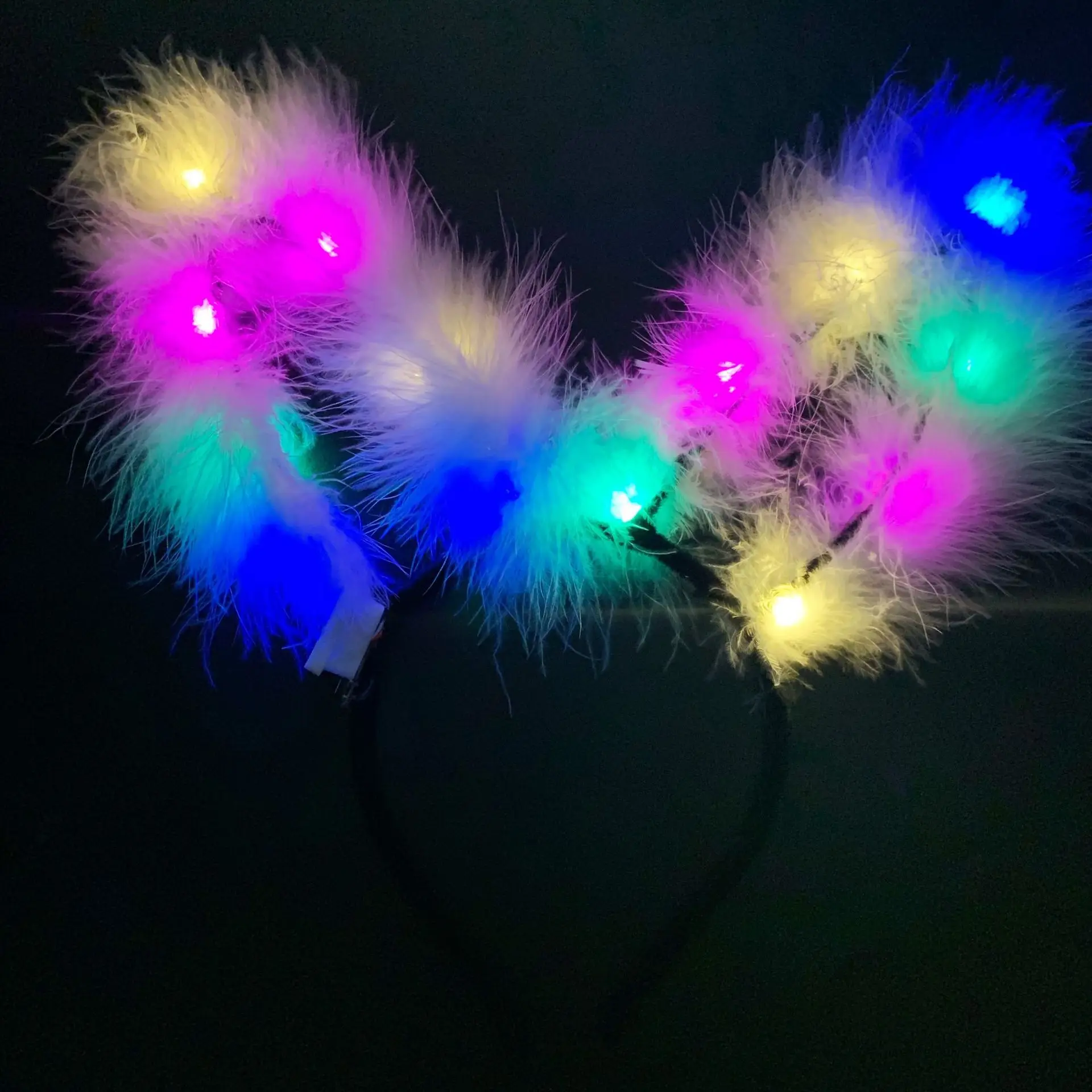 

Led feather Ear Shaped LED Headbands Party Light Up Flashing Blinking Party Headwear Christmas Hair Accessories Glow Party
