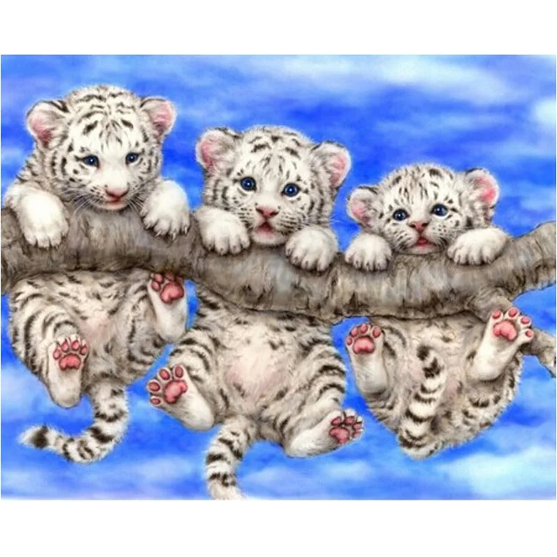 

Square Diamond Painting Tigers Diamond Embroidery Animals Handmade Round Diamond Painting Picture of Rhinestones Wall Stickers