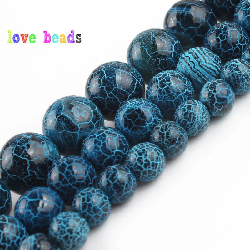 

6/8/10mm Natural Blue Oxidized Bright Agates Stone Round Loose Stone Beads for Jewellery Making Diy Bracelet 15 ‘’/Strand
