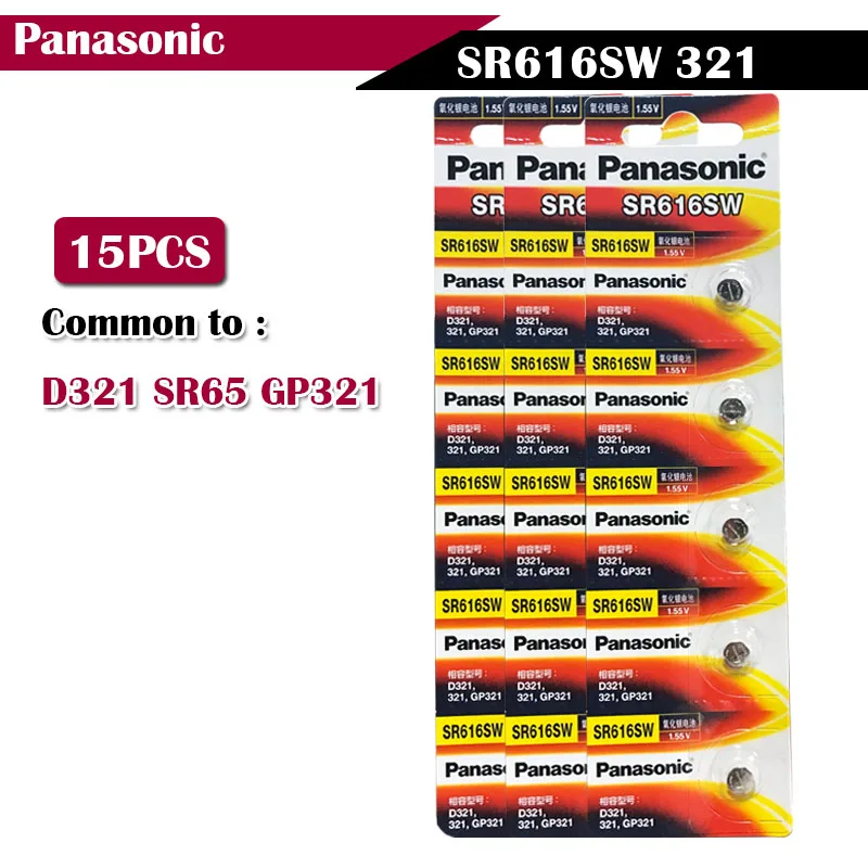 15 шт./лот оригинальный Panasonic 1 55 V SR616SW 321 Серебряный оксид Аккумулятор для часов D321