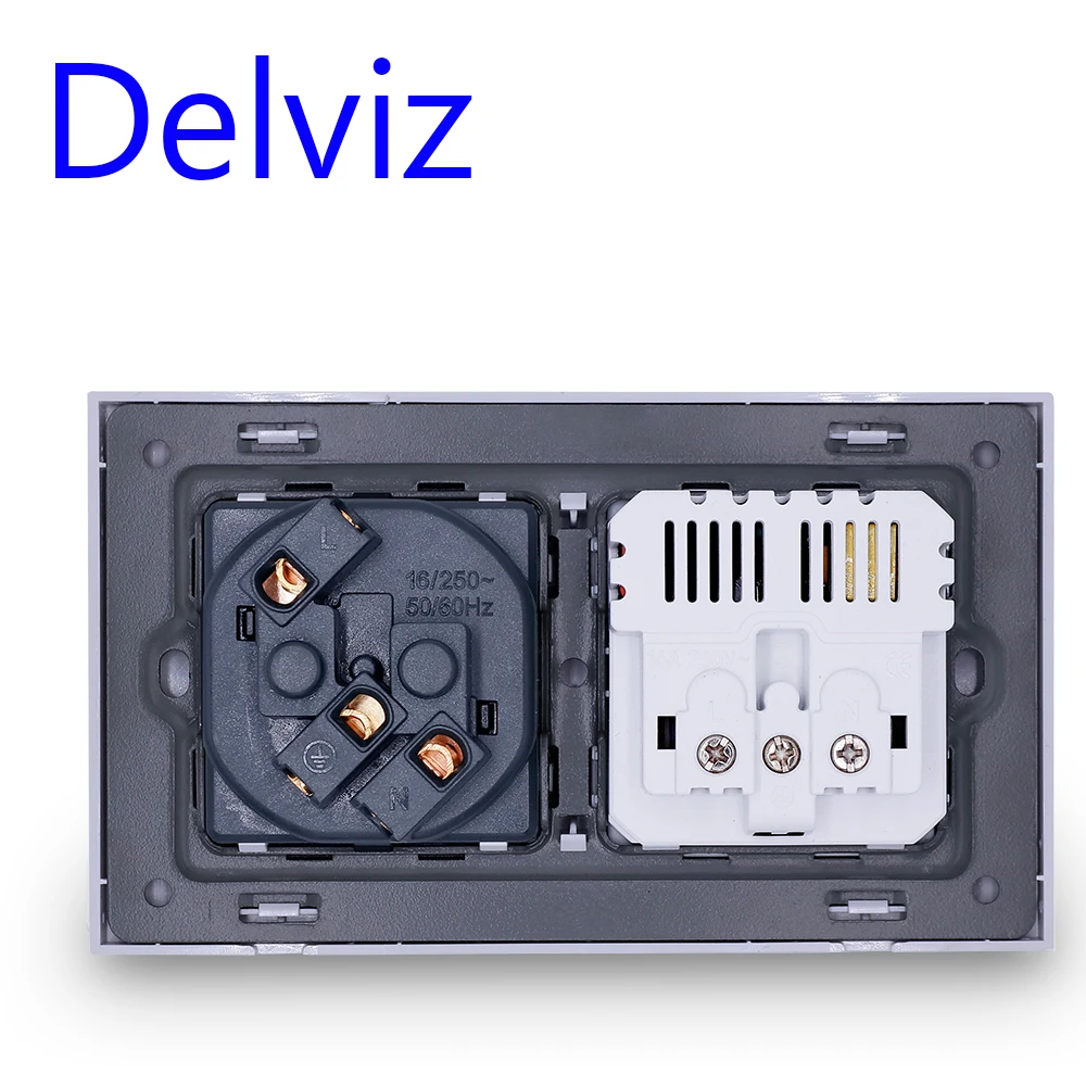 Настенная USB-розетка Delviz интерфейс для зарядки с черной панелью 110 ~ 250 В