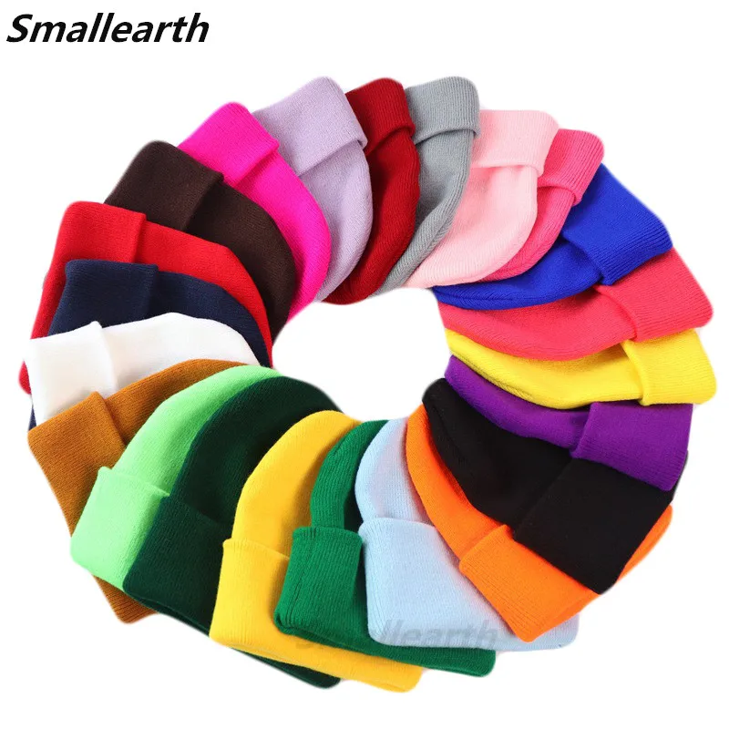 

Autumn Winter Candy Color Warm Hat Knitting Cotton Men Women Hats Girls Caps Boys Beanies Fashion Lady Wear hats accessories cap