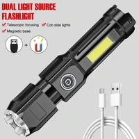 mini flashlight rechargeable super bright torch light with magnetic base cob work lamp for indoor outdoor