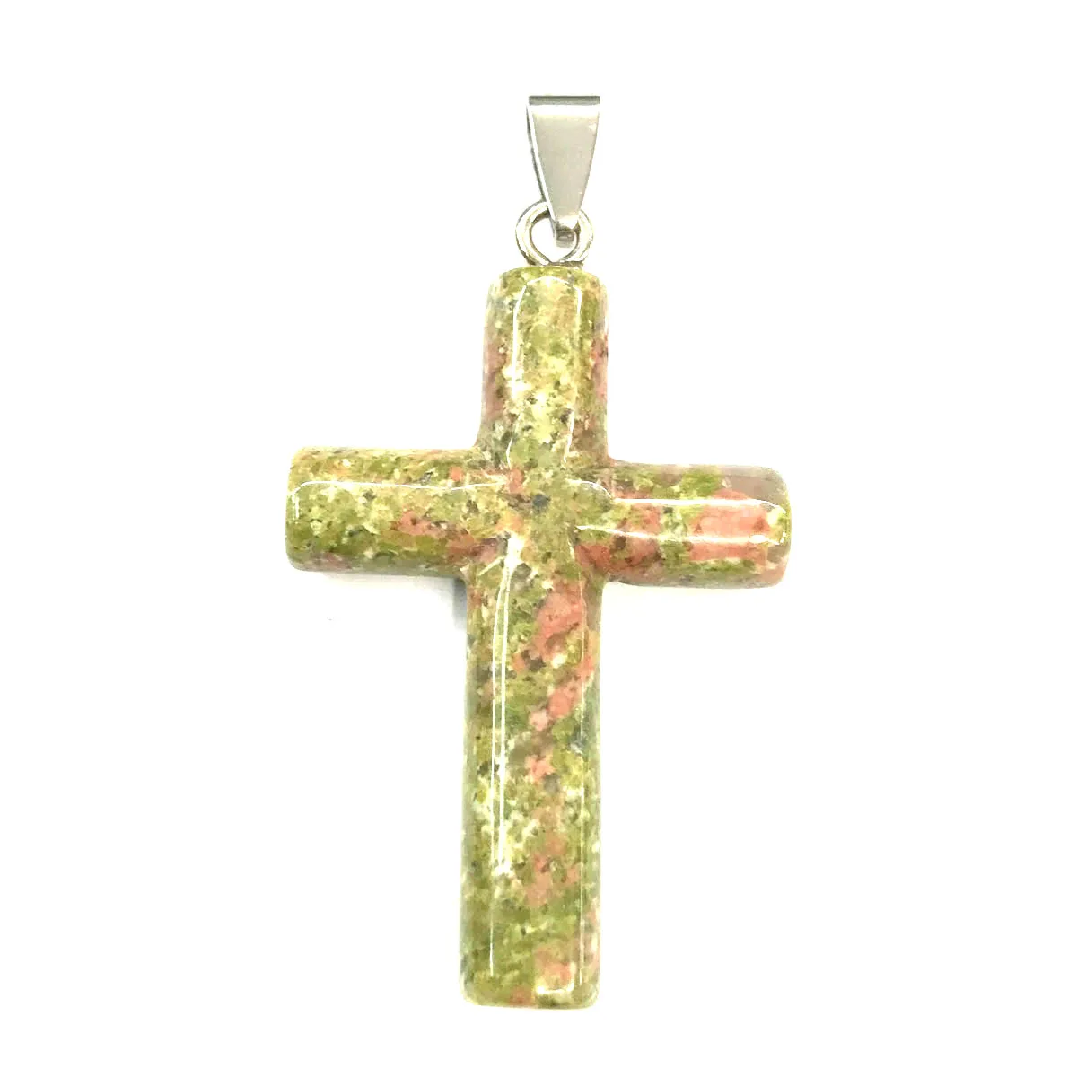 

Cross-shaped Snowflow Stones Pendant Aura Healing Semi-precious Stone Amulet DIY Jewelry Personality Gift Size 28x44mm