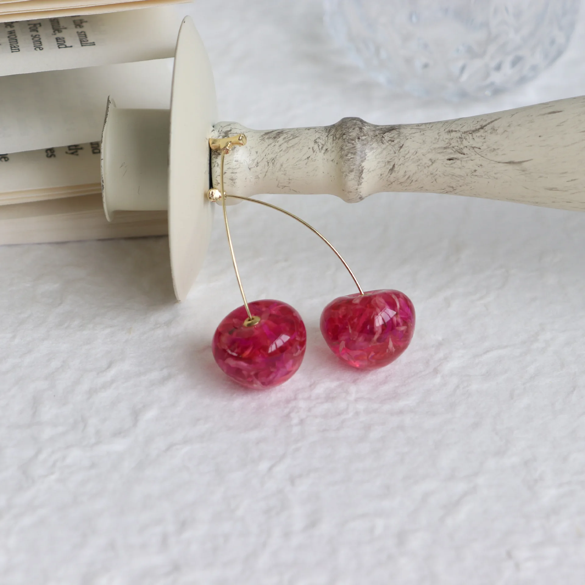 

Korean fashion Trend Simple Dried Flower Fruit Cherry Earrings Female Pink Cherries Earrings Long Tassel Earrings Jewelry