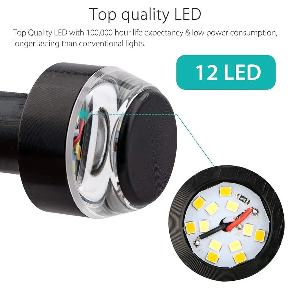 

Motorcycle Grip Bar Plug Strobe Handlebar Turn Signals Light Side Marker Light Amber 12 LED Indicator Blinkers FOR 22mm Ha