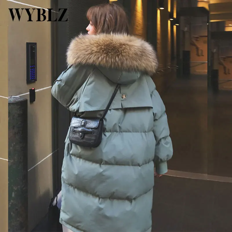 WYBLZ Autumn Winter Thicken Down Cotton Jackets Women Korean Loose Oversized Parka Female Warm Long Hooded Bread Over Coat 2021
