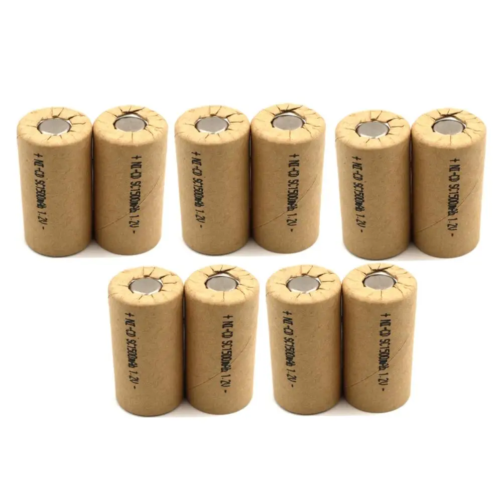 10 шт. SC1500mAh 1 2 V Перезаряжаемые Ni-CD Батарея высокая скорость разряда 10C для Мощность