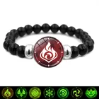 Мужские и женские браслеты Genshin Impact, с черными бусинами, в подарок для девушек и женщин