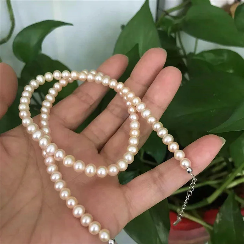 Ожерелье из натурального пресноводного жемчуга колье с почти круглым жемчугом 16
