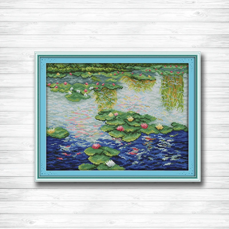 Набор для вышивки Водяная лилия в пруду DMC 14CT 11CT | Дом и сад