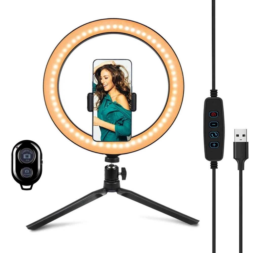 

Anillo de luz con trípode para teléfono móvil, lámpara con soporte para foto, Led, selfi, Bluetooth, compatible con mando a dist