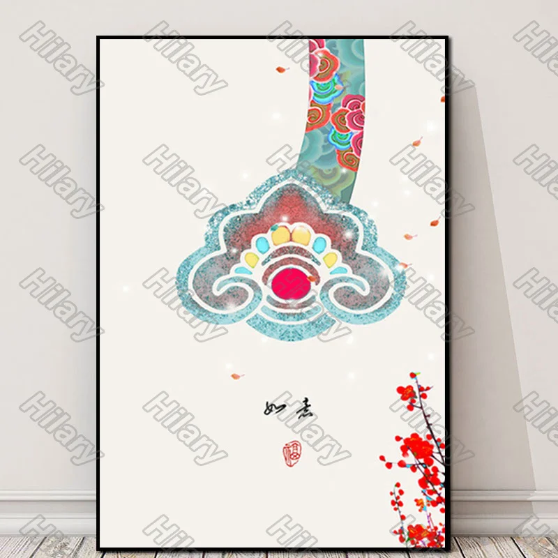 

Poster Chinese Style Landscape Wishful Canvas Painting and Prints Wall Art Pictures Decoration for Living Room 3Pcs Frameless