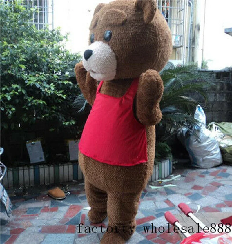 Костюм талисмана коричневого медведя Карнавальные меховые костюмы Вечерние с