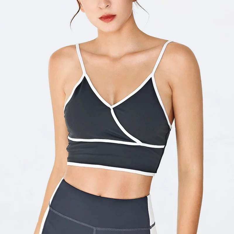 

Sports Bra for Women Medium Impact Padded Longline Yoga Bra Running Gym Workout Fitness TOP Tank