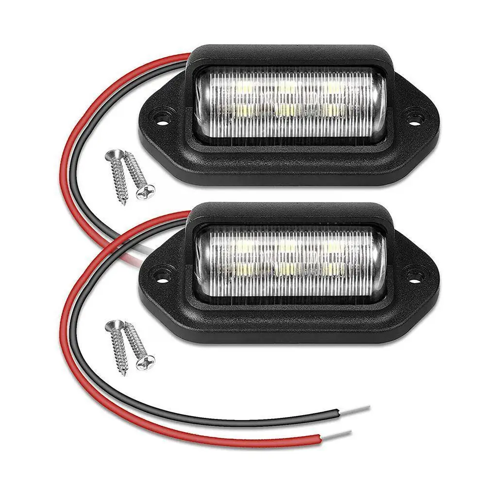 

2X 6 LED License Number Plate Lights Taillight Cargo Truck Tag Boat Car Lamp SUV Bulbs Courtesy RV Trailer Step Trunk Van W O0T8