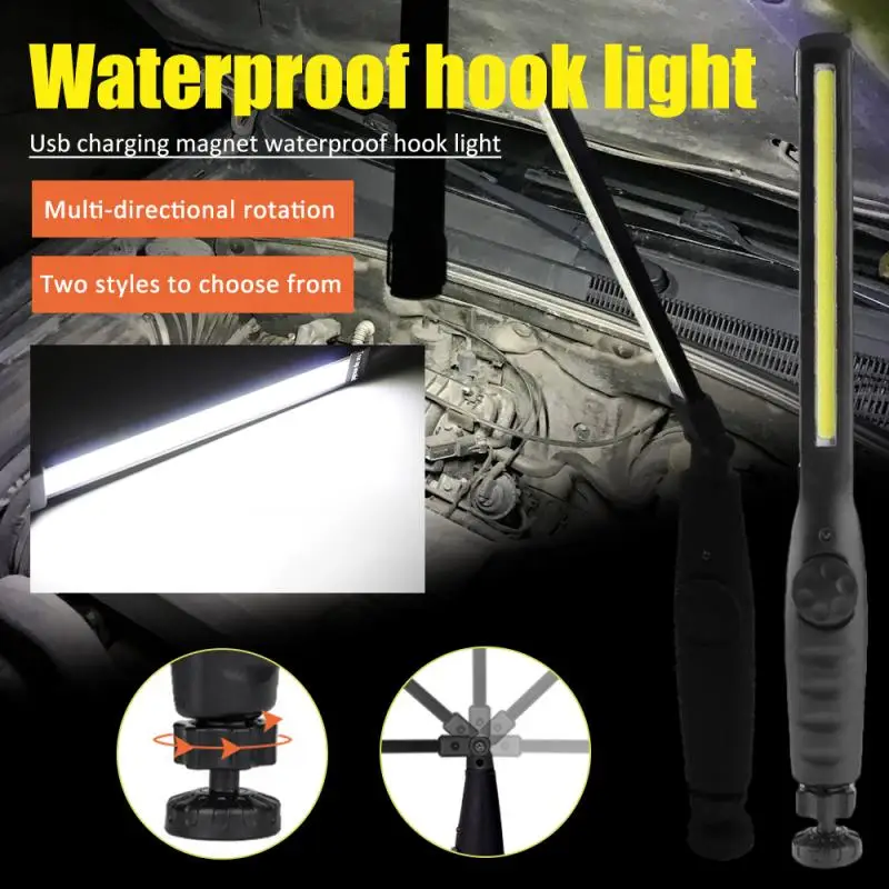 저렴한 USB 충전식 작업 조명 접이식 유지 보수 조명 다기능 COB LED 슬림 램프 텔레스코픽 손전등 밝기 조절 작업 램프