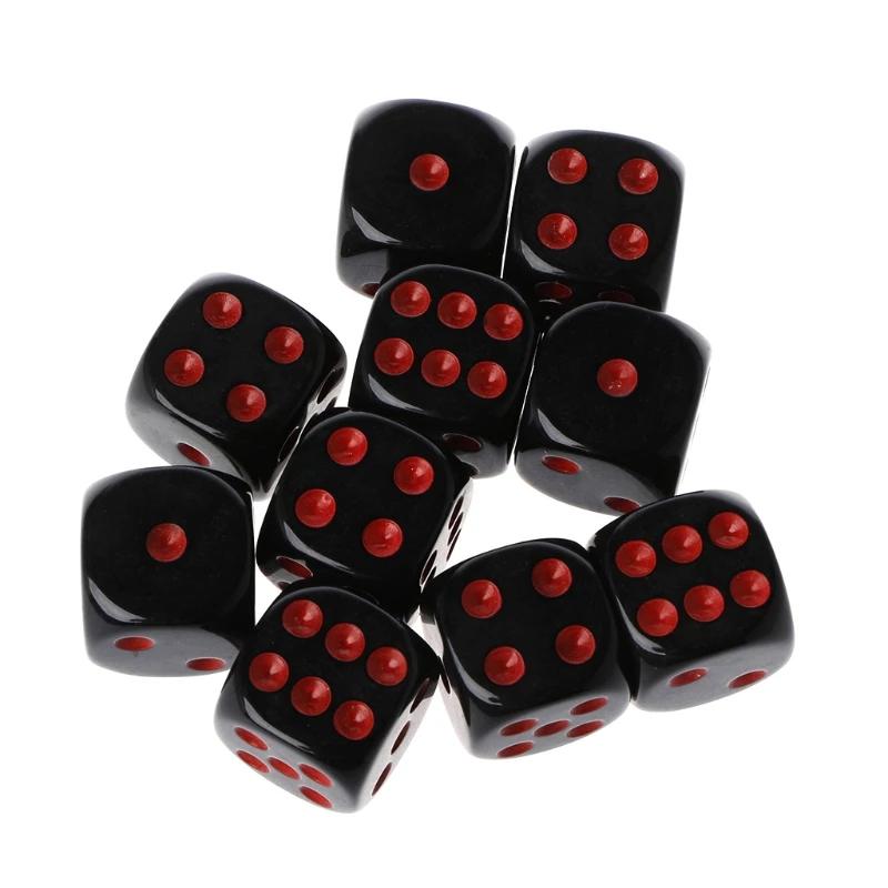 

10pcs 15mm Multicolor Acrylic Cube Dice Beads Six Sides Portable Table Games Toy