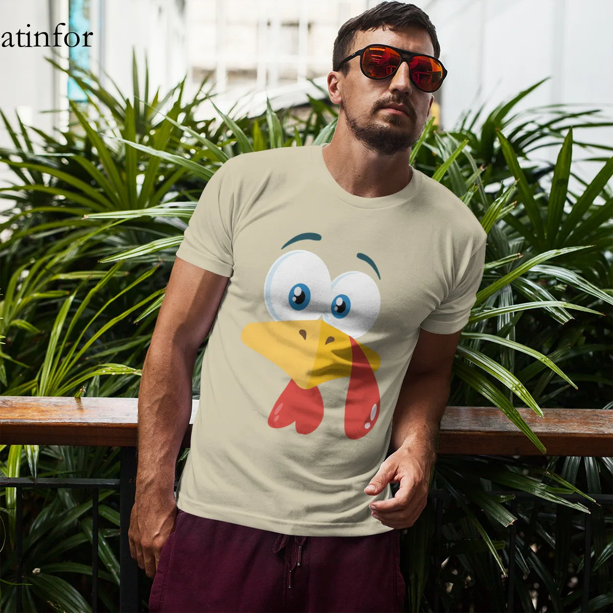 

turkey funny face for thanksgiving day Printing Oversized Streetwear 90s Tees 96895