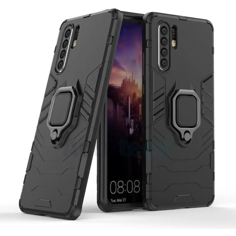 

For Huawei P30 Pro case for Huawei P20 lite Metal Ring Case P30pro Full Cover P20Pro Soft Silicone Shockproof kick-stand Case