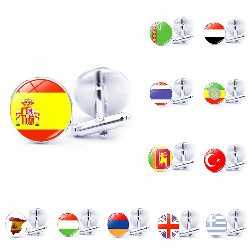 Американский Флаг Дизайн Запонки Для мужчин Медь Материал герб Испания Турция