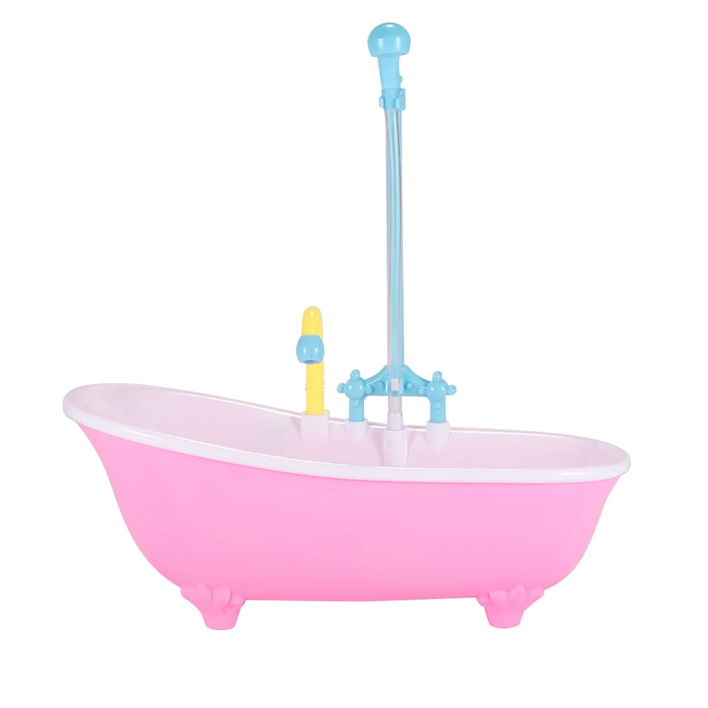 

Fun Girl Bathroom Doll Accessories Dollhouse Miniatures Bathtub Tub Furniture Toy Playing House Spraying Water Kids Bathing Toys
