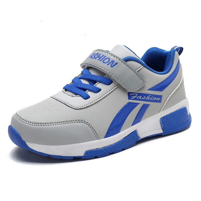 grey kids sneakers Осенняя детская спортивная обувь; детская повседневная синяя обувь для бега; водонепроницаемые кожаные кроссовки для улицы; нескользящие кроссовки; обувь для мальчиков - Цвет: grey kids sneakers