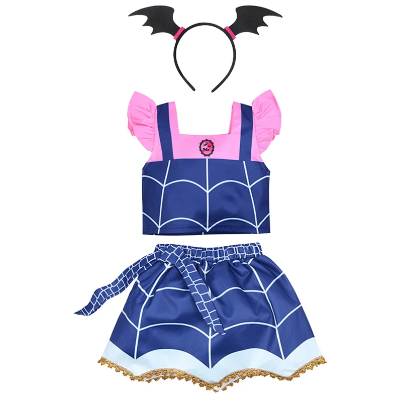 E-2 Vampirina/платье для девочек на Хэллоуин; Детский карнавальный Рождественский костюм вампира; детская одежда для дня рождения; летняя одежда; аксессуары - Цвет: E-2