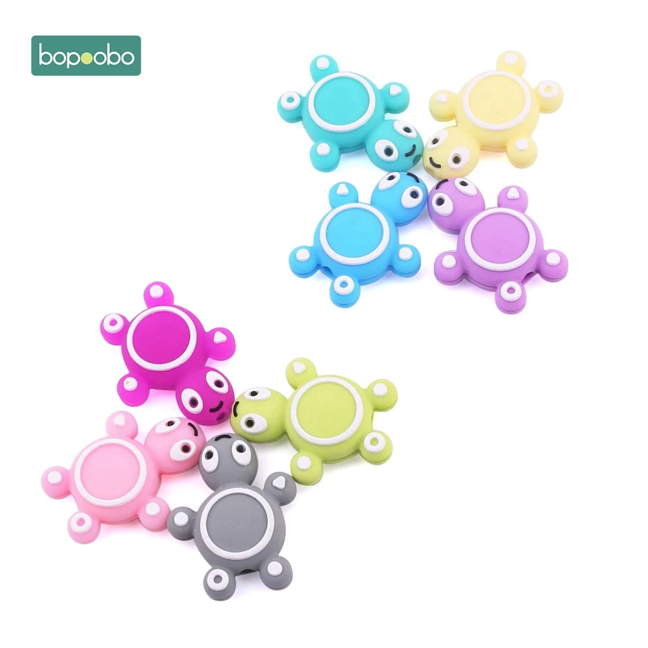 Bppoobo 5 шт. силиконовые бусины для прорезывания зубов мультфильм черепаха пищевой Прорезыватель без BPA DIY бусины для соски силиконовые енота грызунов - Цвет: Random Tortoise