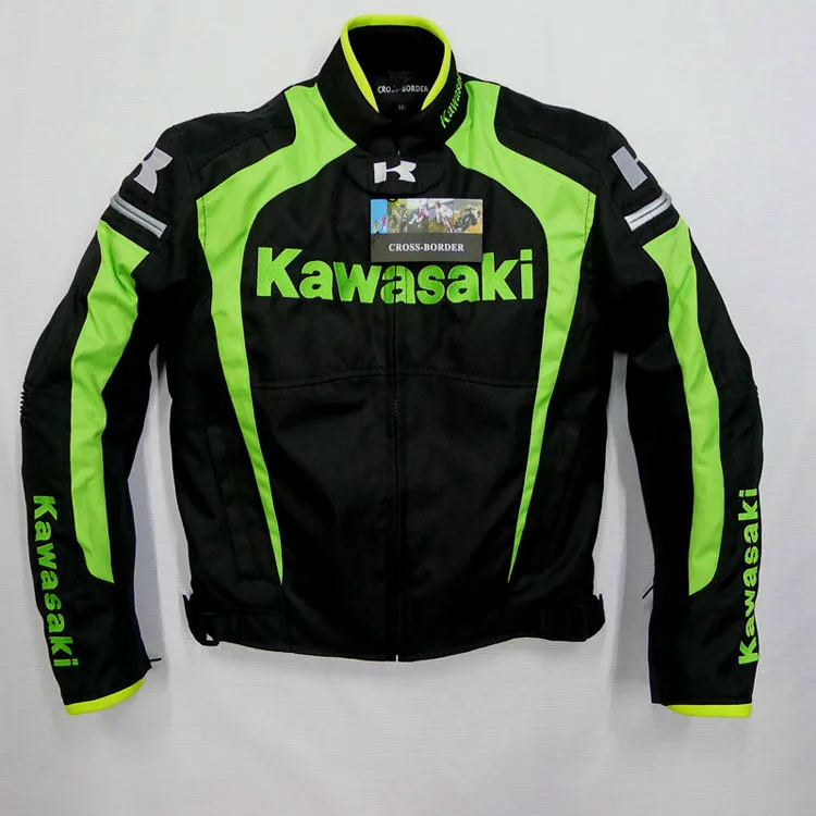 only jacket Мотоциклетная куртка со штанами комплект передач Кавасаки гоночный командный костюм брюки со съемной теплой съемной подкладкой - Цвет: only jacket