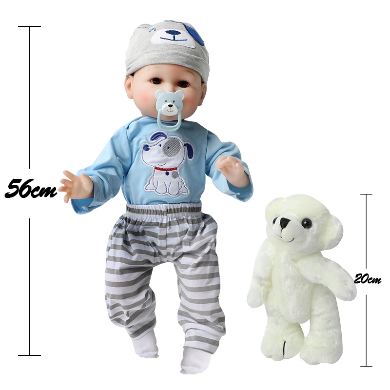 

22 Inch Bebe Silicone Reborn Dolls Realistic Lifelike Real Girl Boy Baby Doll Nipple Bear Education Toys For Children Gifts