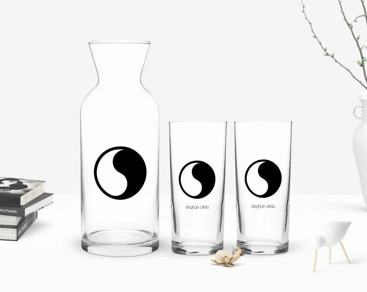 

Персонализированные Цветные принты имеет двойную Arrack чашки и графин подарок Seti-125