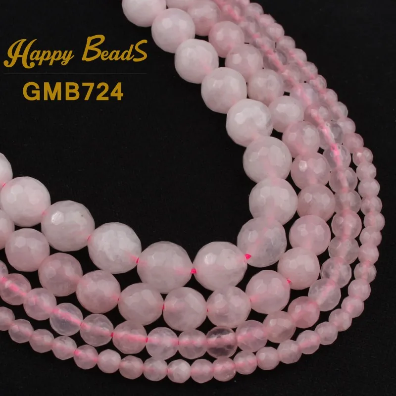 Оптовая продажа натуральные граненые розовые хрустальные бусины для