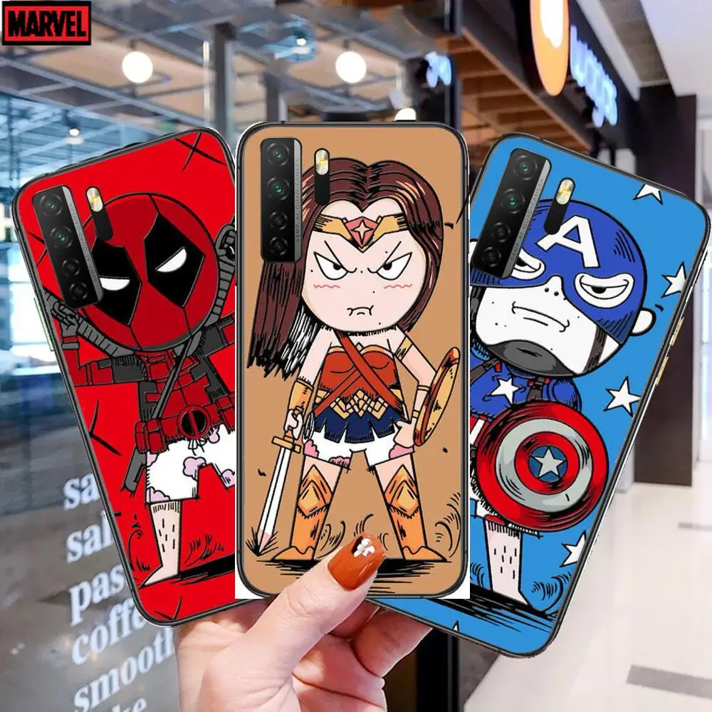 

Cute cartoon marvel Black Soft Cover The Pooh For Huawei Nova 8 7 6 SE 5T 7i 5i 5Z 5 4 4E 3 3i 3E 2i Pro Phone Case cases