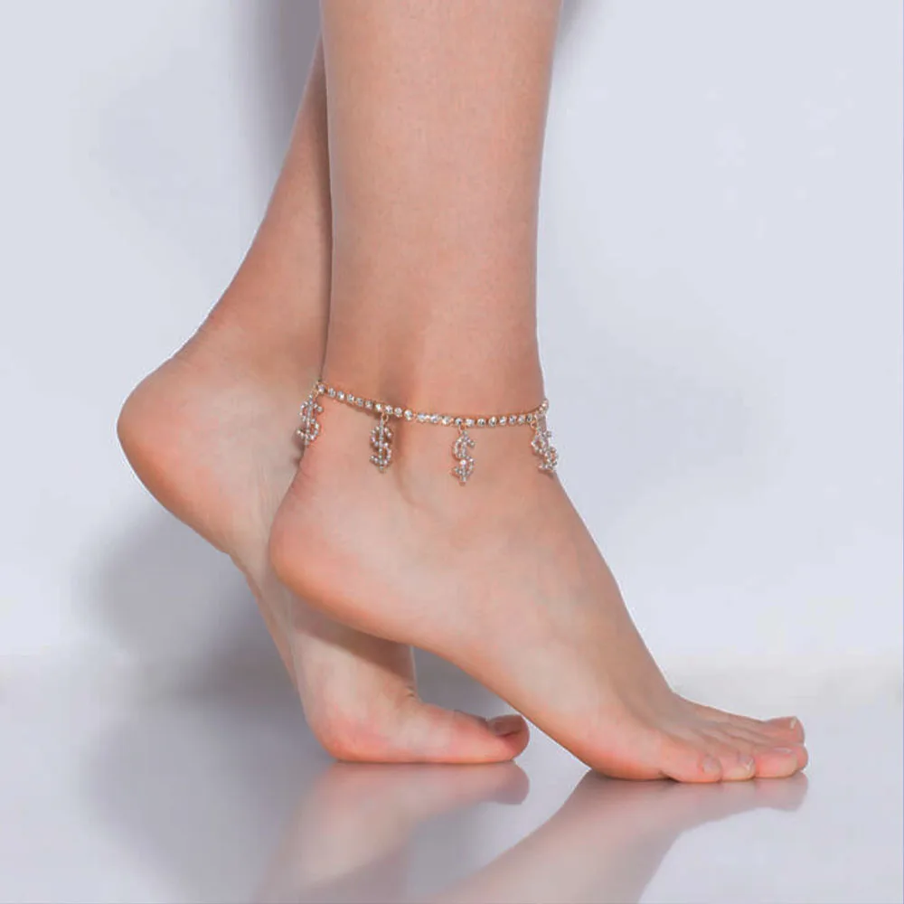 Модный пляжный ножной браслет с долларовым знаком новый на ногу аксессуары для