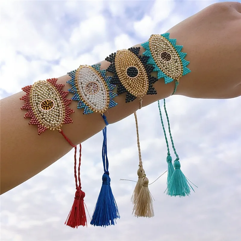 Модный этнический Плетеный разноцветный турецкий бисер миюки браслет ручной