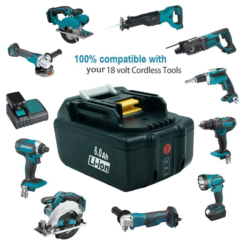 2 шт. 6000 мА/ч, BL1860 Замена для Makita 18V литий-ионный Батарея BL1830 BL1840 BL1850 BL1860B LXT400 Мощность инструменты светодиодный индикатор