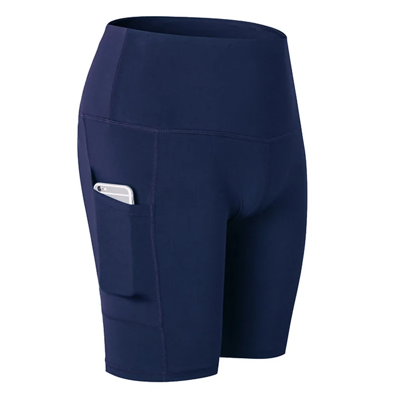 

Women's High Waist Yoga Shorts Slant Pocket Running Training Fast Dry Stretch Fitness Shorts