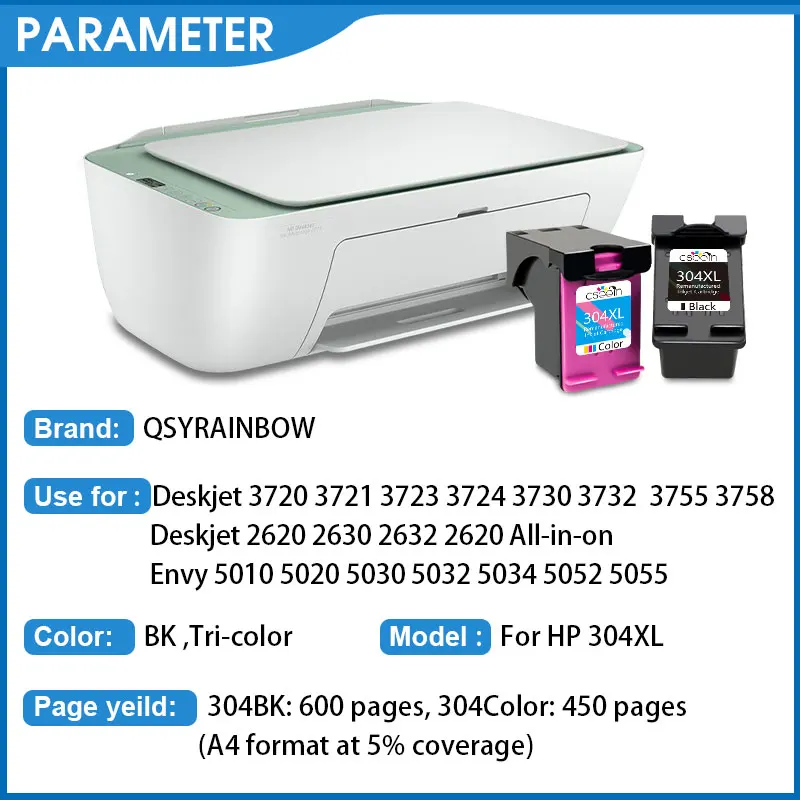 QSYRAINBOW 304XL Replacement For HP 304 XL Deskjet envy 5032 5030 3700 3720 2620 2632 2630 5010 5020 3752 printer | Компьютеры и офис