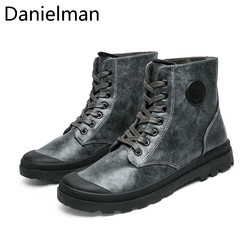 Danielman/Классические осенне зимние кожаные мужские ботинки до щиколотки Теплая